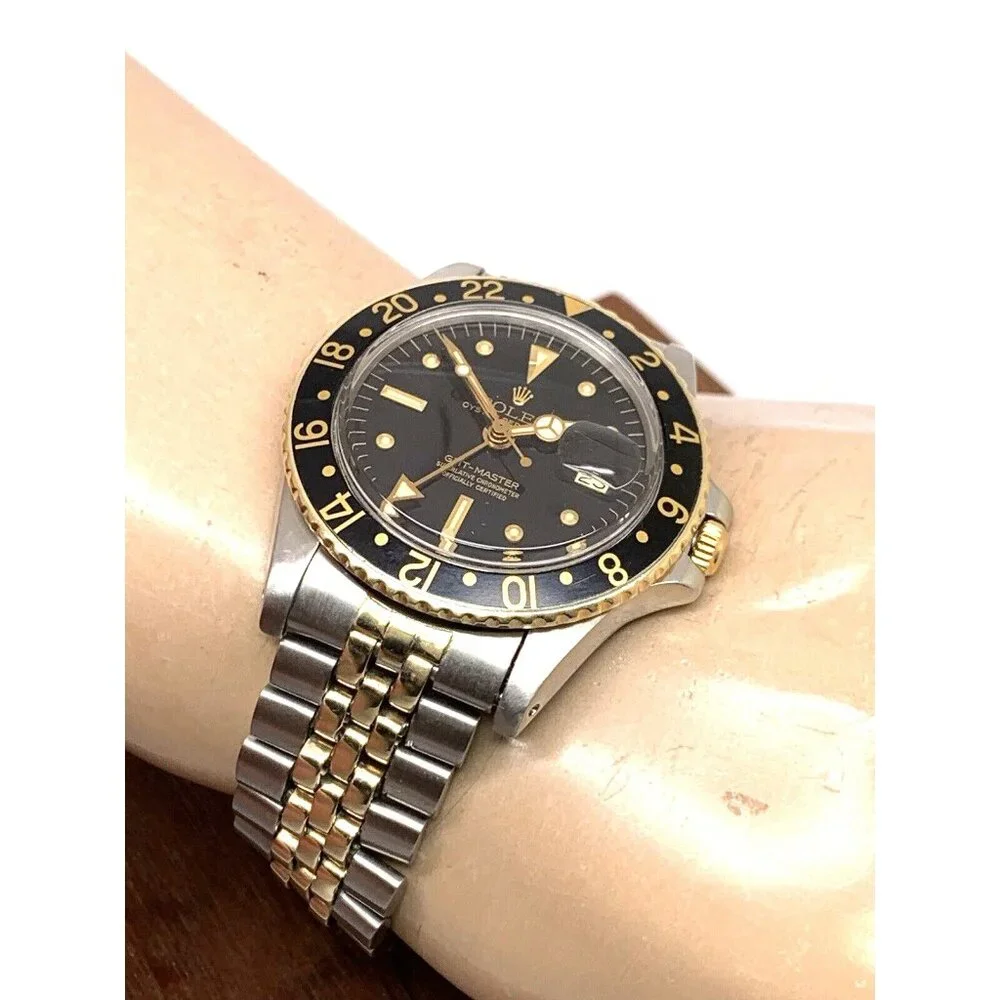 Rolex Men's Watch 1675 GMT Master Automatic Vintage 1979 Black Dial Two Tone